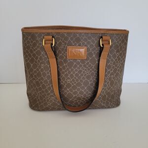 Nina Ricci Brown Shoulder Bag Tote Medium Signature Purse Italian Retro Vintage